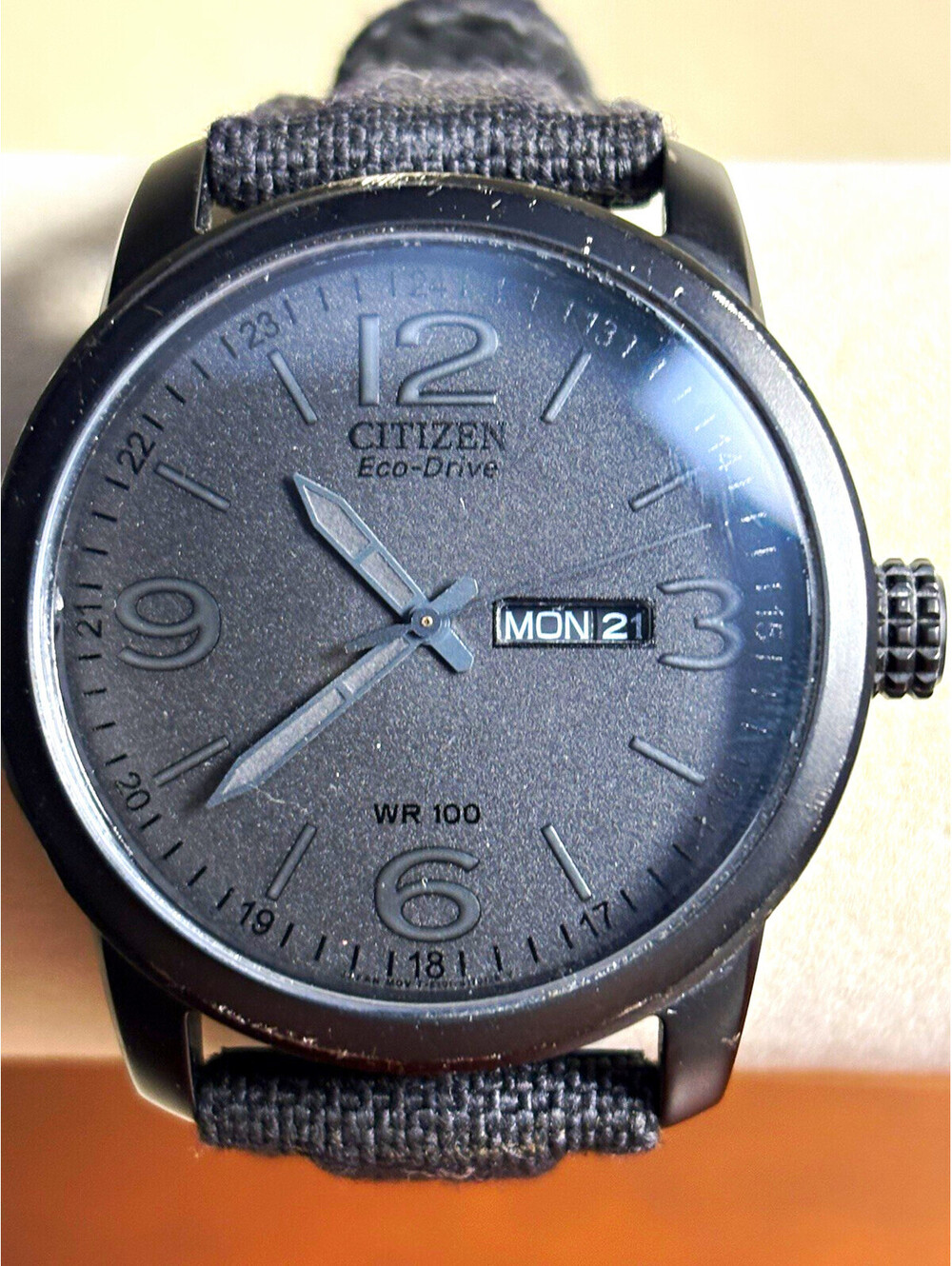 Citizen Eco-Drive Men's Blackout Garrison Watch Day/Date 42mm E101-S064783 Runs